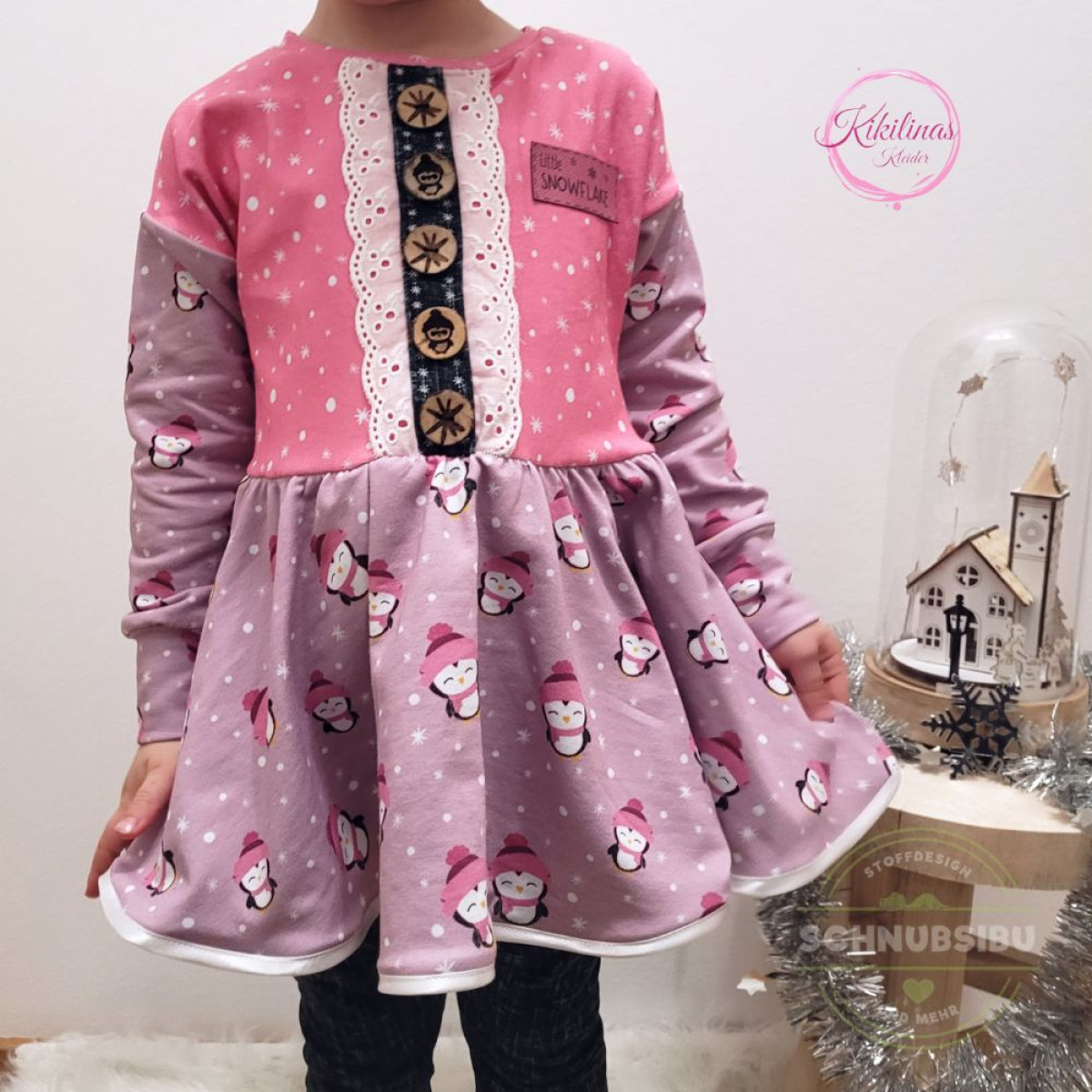 French Terry Winterpinguine rosa